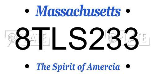 8TLS233 Massachusetts License Plate
