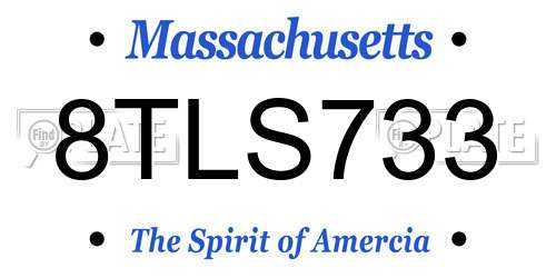 8TLS733 Massachusetts License Plate