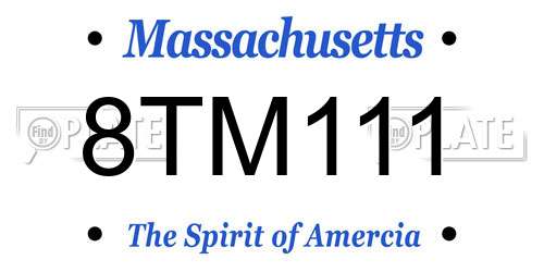 8TM111 Massachusetts License Plate