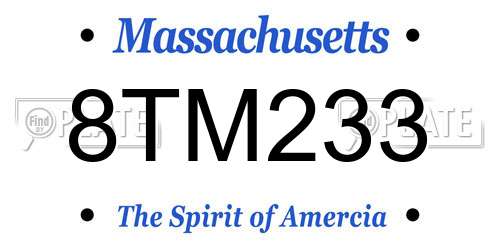 8TM233 Massachusetts License Plate
