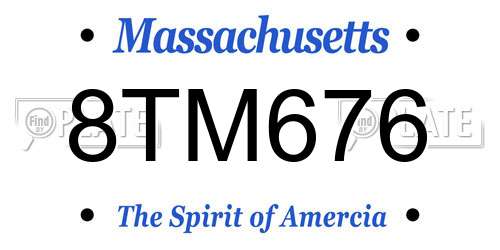 8TM676 Massachusetts License Plate