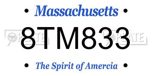 8TM833 Massachusetts License Plate