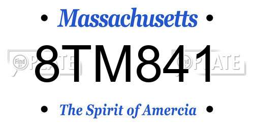 8TM841 Massachusetts License Plate
