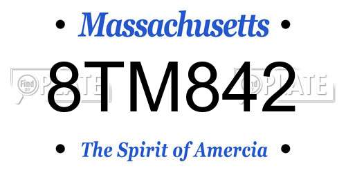 8TM842 Massachusetts License Plate