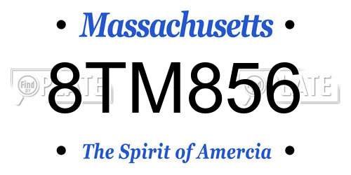 8TM856 Massachusetts License Plate