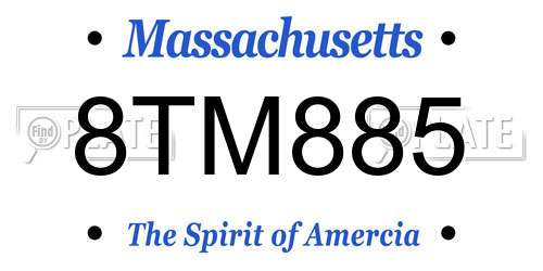 8TM885 Massachusetts License Plate