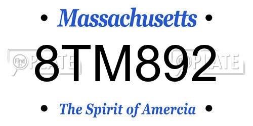 8TM892 Massachusetts License Plate