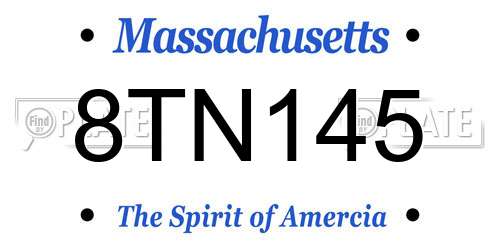 8TN145 Massachusetts License Plate