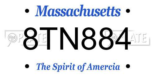 8TN884 Massachusetts License Plate