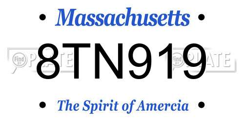 8TN919 Massachusetts License Plate