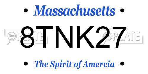 8TNK27 Massachusetts License Plate