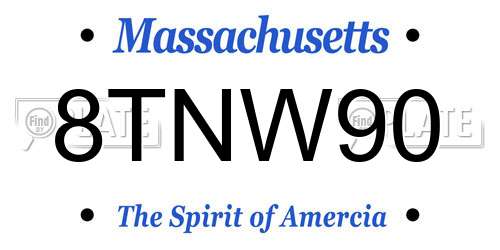 8TNW90 Massachusetts License Plate