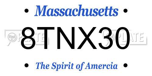 8TNX30 Massachusetts License Plate