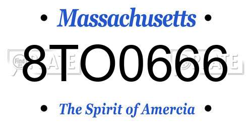 8TO0666 Massachusetts License Plate
