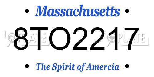 8TO2217 Massachusetts License Plate