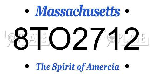 8TO2712 Massachusetts License Plate