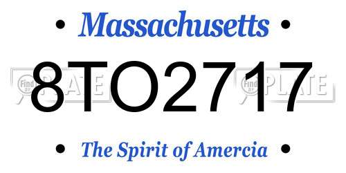 8TO2717 Massachusetts License Plate
