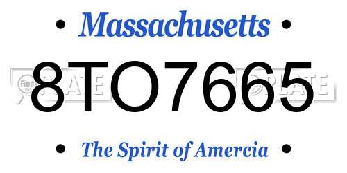 8TO7665 Massachusetts License Plate