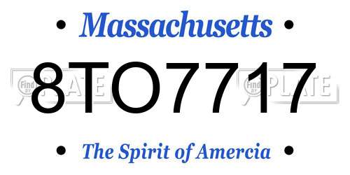 8TO7717 Massachusetts License Plate