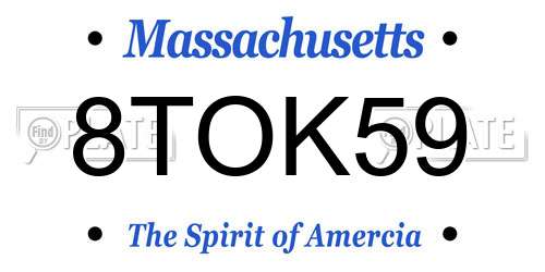 8TOK59 Massachusetts License Plate