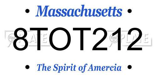 8TOT212 Massachusetts License Plate