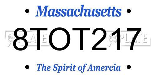 8TOT217 Massachusetts License Plate