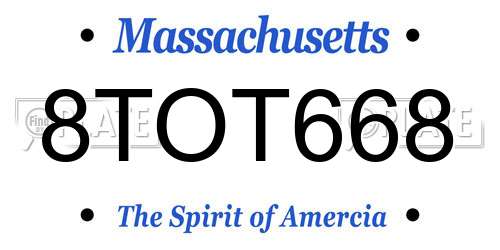 8TOT668 Massachusetts License Plate