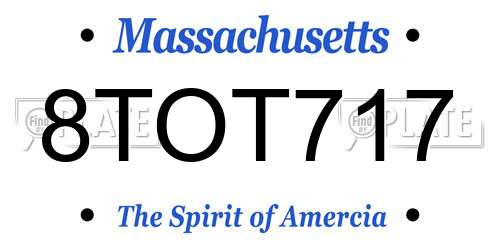 8TOT717 Massachusetts License Plate