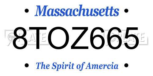8TOZ665 Massachusetts License Plate
