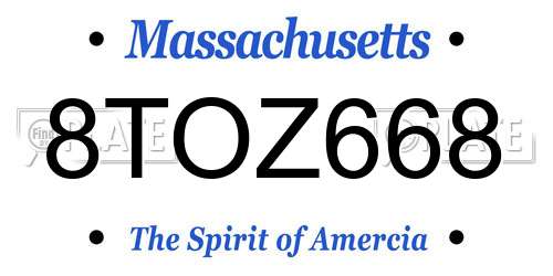 8TOZ668 Massachusetts License Plate