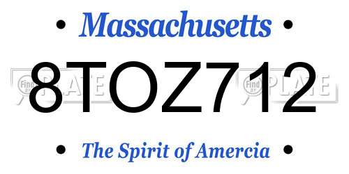 8TOZ712 Massachusetts License Plate