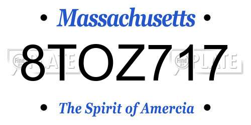 8TOZ717 Massachusetts License Plate