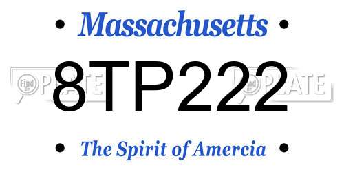 8TP222 Massachusetts License Plate