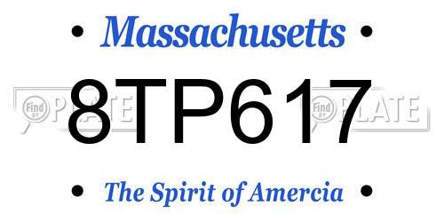 8TP617 Massachusetts License Plate
