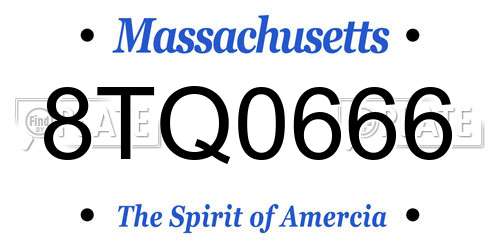 8TQ0666 Massachusetts License Plate
