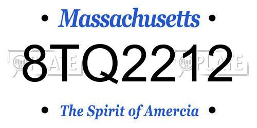 8TQ2212 Massachusetts License Plate