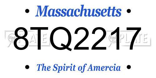 8TQ2217 Massachusetts License Plate