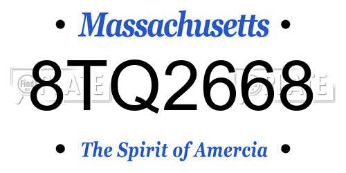8TQ2668 Massachusetts License Plate