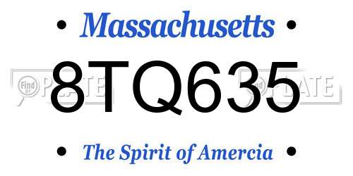 8TQ635 Massachusetts License Plate