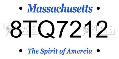 8TQ7212 Massachusetts License Plate