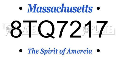 8TQ7217 Massachusetts License Plate