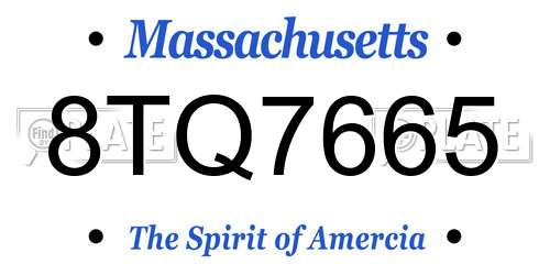 8TQ7665 Massachusetts License Plate