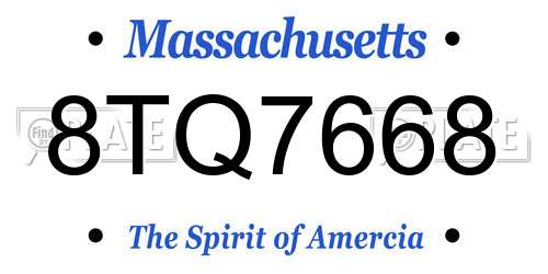8TQ7668 Massachusetts License Plate