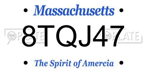 8TQJ47 Massachusetts License Plate