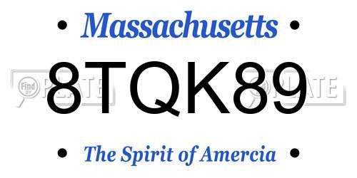 8TQK89 Massachusetts License Plate