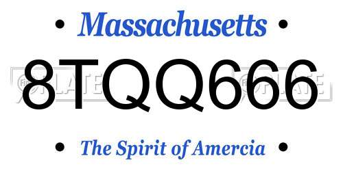 8TQQ666 Massachusetts License Plate