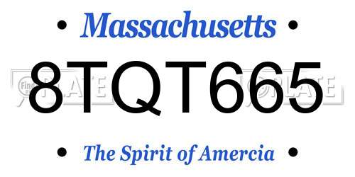 8TQT665 Massachusetts License Plate