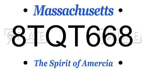 8TQT668 Massachusetts License Plate