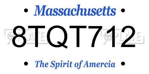 8TQT712 Massachusetts License Plate