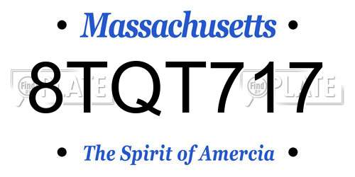 8TQT717 Massachusetts License Plate